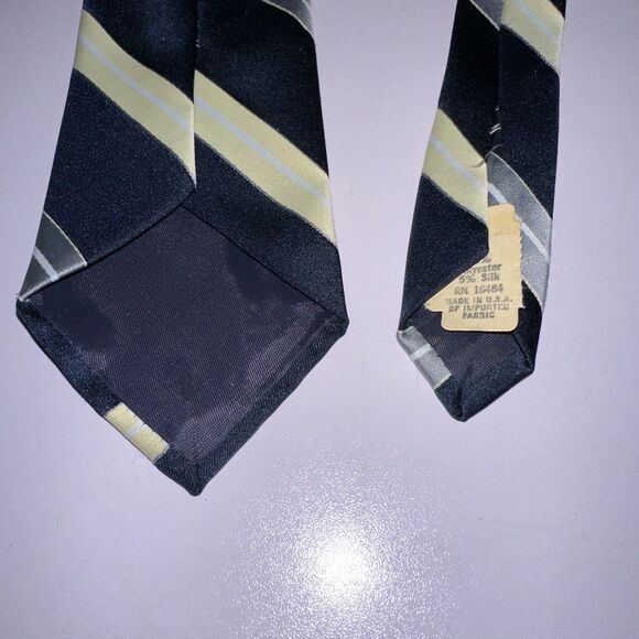 Ketch striped necktie Navy Blue Yellow And Grey RN 16484 (55L 3W) - Picture 3 of 12